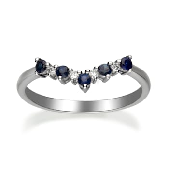 Gin & Grace 14K White Gold Natural Blue Sapphire With Real Diamond
(I1) Ring