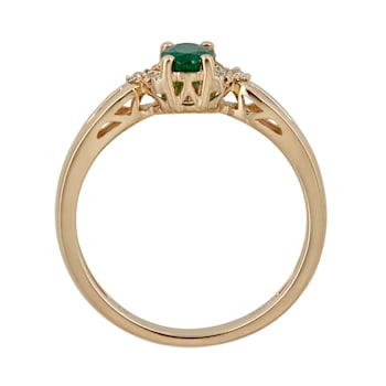 Gin & Grace 10K Yellow Gold Zambian Emerald Ring with Diamonds
