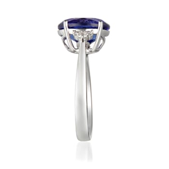 Gin & Grace 14k White Gold Genuine Tanzanite With Natural Diamond
(I1) Statement Ring