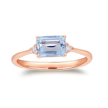 Gin and Grace 14K Rose Gold Aquamarine Ring with Diamonds