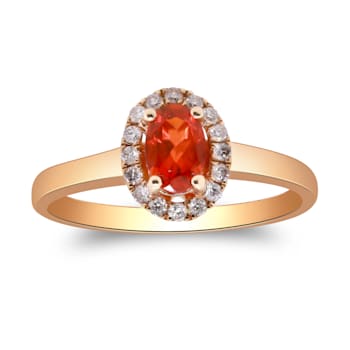 Gin & Grace 14K Rose Gold Real Diamond Anniversary Ring (I1) with
Natural Fire Opal