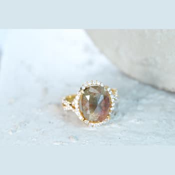 Gin & Grace 18K Yellow Gold Natural Brown and White Diamonds Ring