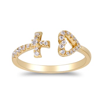 Gin & Grace 14K Yellow Gold Round-cut Real White Diamond (I1) Ring