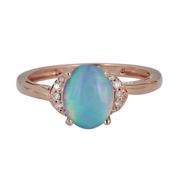 Gin & Grace 10K Rose Gold Natural Australian Opal & Real Diamond
(I1) Ring