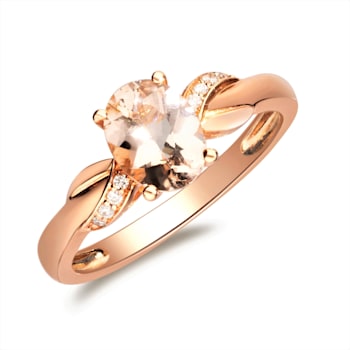 Gin & Grace 10K Rose Gold Morganite and Diamond Ring