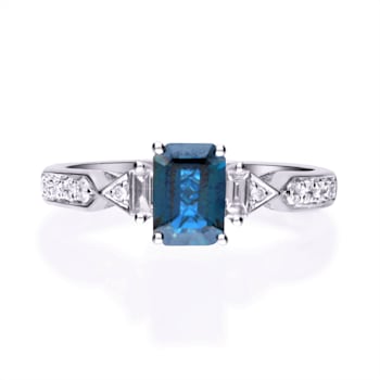 Gin & Grace 14K White Gold Blue Sapphire Ring with Diamonds