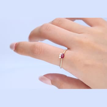 Gin and Grace 14K Yellow Gold Natural Ruby Ring with Real Diamonds
