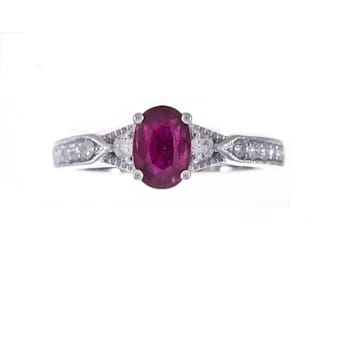 Gin and Grace 14K White Gold Ruby Ring with Diamonds