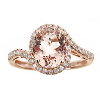 Gin & Grace 14K Rose Gold Genuine Oval Cut Morganite Statement Ring