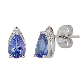 Gin & Grace 14K White Gold Natural Diamond(I1) Stud Earring with
Genuine Tanzanite