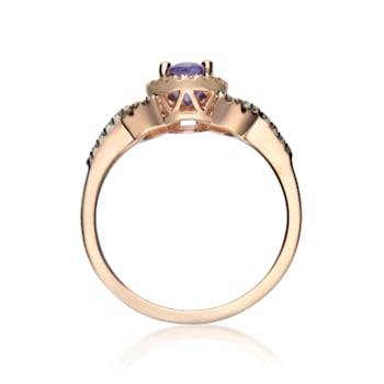 Gin & Grace 10K Rose Gold Real Diamond Ring (I1) with Genuine Morganite