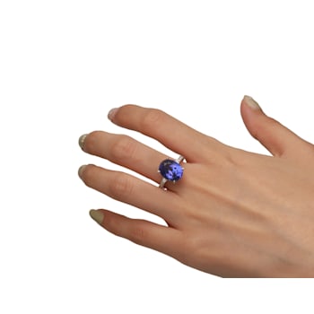 Gin & Grace 14K White Gold Tanzanite with Diamond Ring