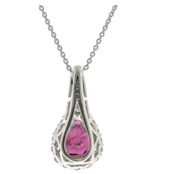 Gin and Grace 14K White Gold Ruby Pendant with Diamonds