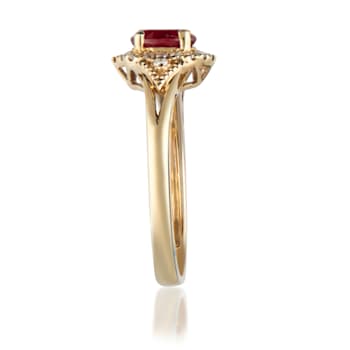 Gin & Grace 10K Yellow Gold Genuine Ruby With Real Diamond I1 Ring