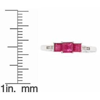 Gin & Grace 14K White Gold Princess Cut Ruby Ring  with Diamond