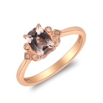 Gin & Grace 10K Rose Gold Morganite Ring with Diamonds