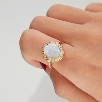 Gin & Grace 14K Yellow Gold Natural Ethopian Opal & Diamond
(I1,) Ring