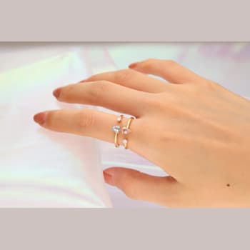 Gin & Grace 18K Rose Gold Real Diamond Ring (I1) with Genuine
Aquamarine & Morganite