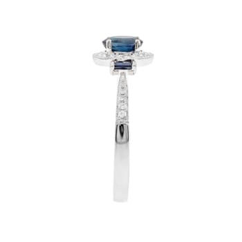 Gin & Grace 10K White Gold Diamond Ring with Blue Sapphire