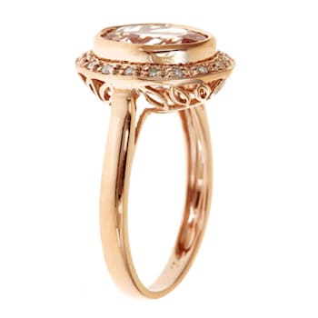 Gin & Grace 10K Rose Gold Real Diamond Ring (I1) with Genuine Morganite