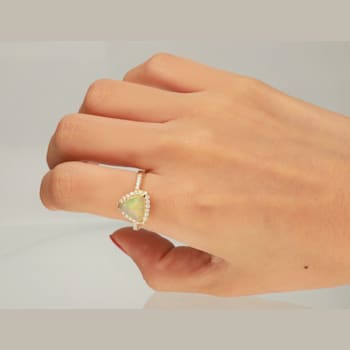 Gin & Grace 14K Yellow Gold Real Diamond Ring (I1) with Natural
Ethiopian Opal