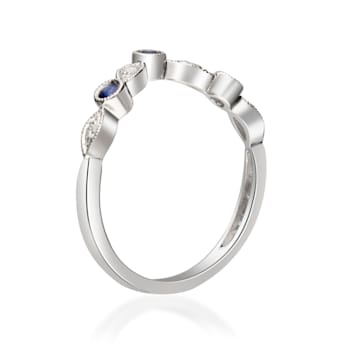 Gin & Grace 14K White Gold Natural Blue Sapphire With Real Diamond
(I1) Ring