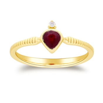 Gin and Grace 14K Yellow Gold Natural Ruby Ring with Real Diamonds