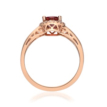 Gin & Grace 10K Rose Gold Real Diamond Ring (I1) with Raspberry
color Natural Rhodolite Garnet