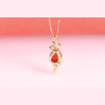 Gin & Grace 14K Yellow Gold Mexican Fire Opal Pendant Necklace with Diamonds