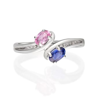 Gin & Grace 14K White Gold Real Diamond Ring (I1) with Natural Pink
Sapphire & Sapphir