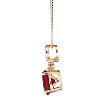 Gin & Grace 14K Yellow Gold Real Diamond(I1) Pendant Necklace with
Mexican Natural Fire Opal