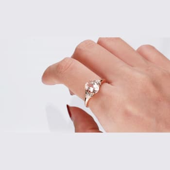 Gin & Grace 10K Rose Gold Real Diamond Ring (I1) with Genuine Morganite