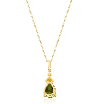Gin and Grace 10K Yellow Gold Peridot Pendant with Diamonds