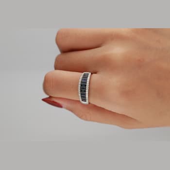 Gin and Grace 10K White Gold Natural Blue Sapphire Ring with Real Diamonds
