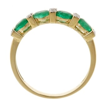 Gin and Grace 14K Yellow Gold Natural Zambian Emerald Ring with Real Diamonds