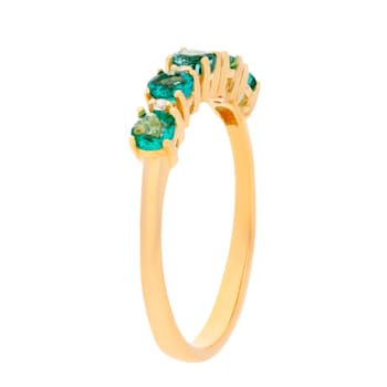 Gin and Grace 14K Yellow Gold Natural Zambian Emerald Ring with Natural Diamonds