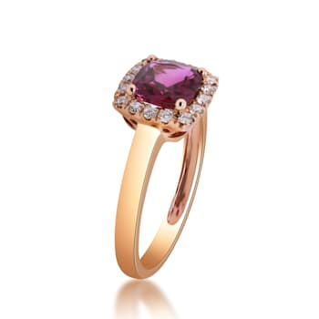 Gin & Grace 14K Rose Gold Real Diamond Ring (I1) with Raspberry
color Natural Rhodolite Garnet
