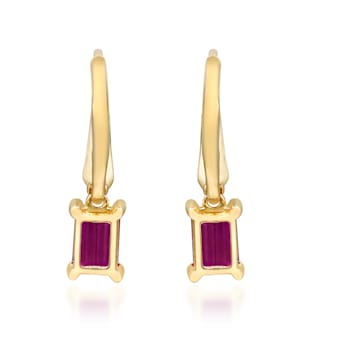 Gin & Grace 14K Yellow Gold Genuine Ruby with Real Diamond Earring