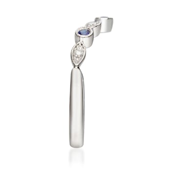 Gin & Grace 14K White Gold Natural Blue Sapphire With Real Diamond
(I1) Ring
