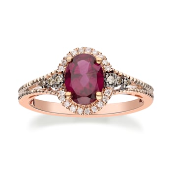 Gin & Grace 10K Rose Gold Raspberry color Natural Rhodolite Garnet
& Real Diamond (I1)