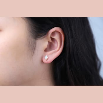 Gin & Grace 10K Yellow Gold Genuine Ethiopian Opal and Real Diamond
(I1) Earring