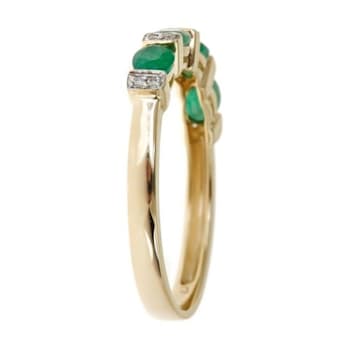 Gin and Grace 14K Yellow Gold Natural Zambian Emerald Ring with Real Diamonds
