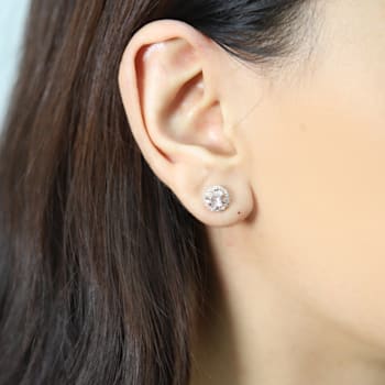 Gin & Grace 10K Rose Gold Real Diamond(I1) Stud Earring with Genuine Morganite