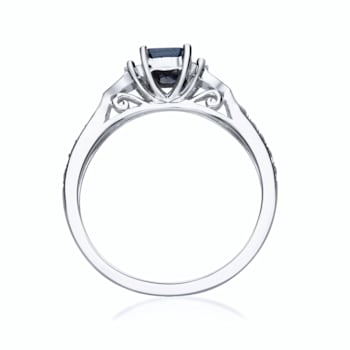 Gin & Grace 14K White Gold Blue Sapphire Ring with Diamonds