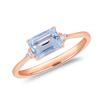 Gin and Grace 14K Rose Gold Aquamarine Ring with Diamonds
