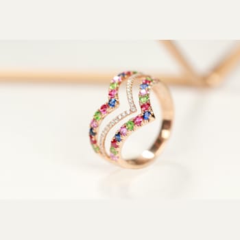 Gin & Grace 14K Rose Gold Real Diamond Ring (I1) with Natural Multi
Precious & Semi-Precious
