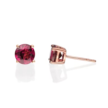 Gin & Grace 10K Rose Gold Raspberry color Natural Rodholite Garnet
Stud Earring