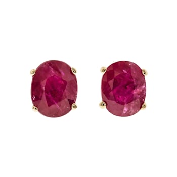 Gin & Grace 14K Yellow Gold Stud Earring with Genuine Ruby