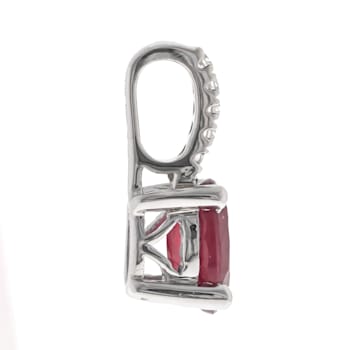 Gin & Grace 10K White Gold Real Diamond(I1-I2) Pendant with Natural Ruby