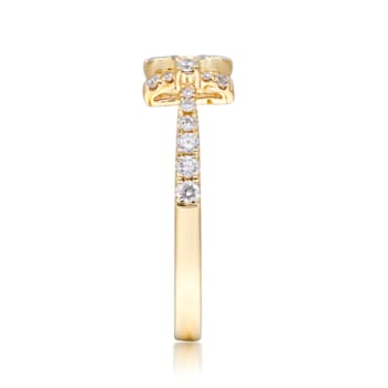 Gin & Grace 14K Yellow Gold Round-cut Real White Diamond (I1) Ring